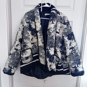 Elegant Blue and White Women's Jacket